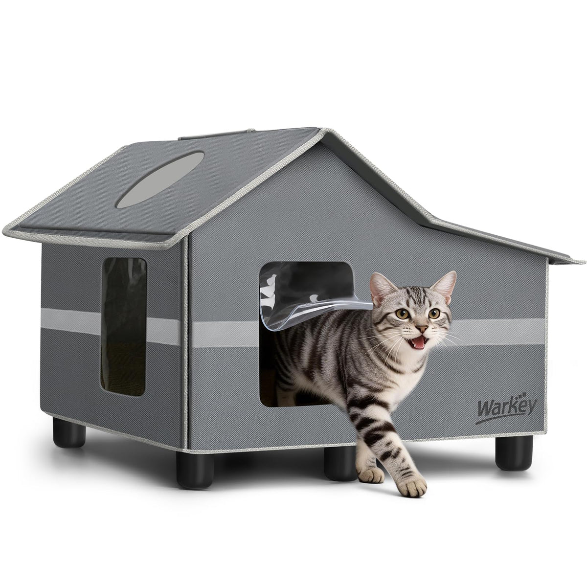 Weatherproof Insulated Outdoor Cat House with Cozy Mat U383223