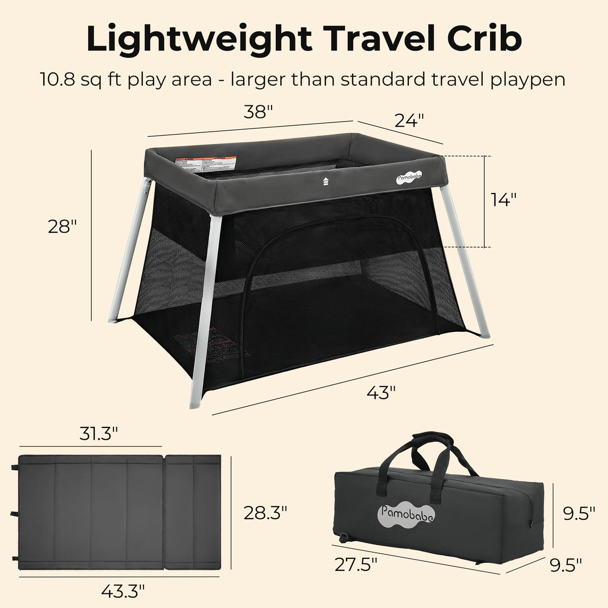 Foldable Portable Playpen with Mattress B9667