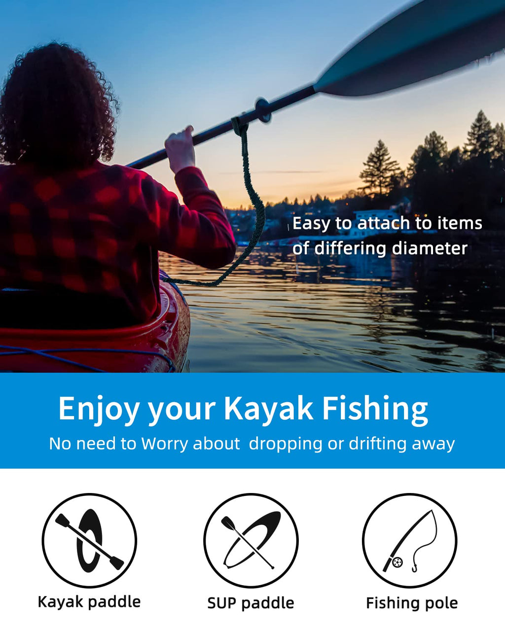 Stretchable Kayak Paddle Leash 4-7ft S661