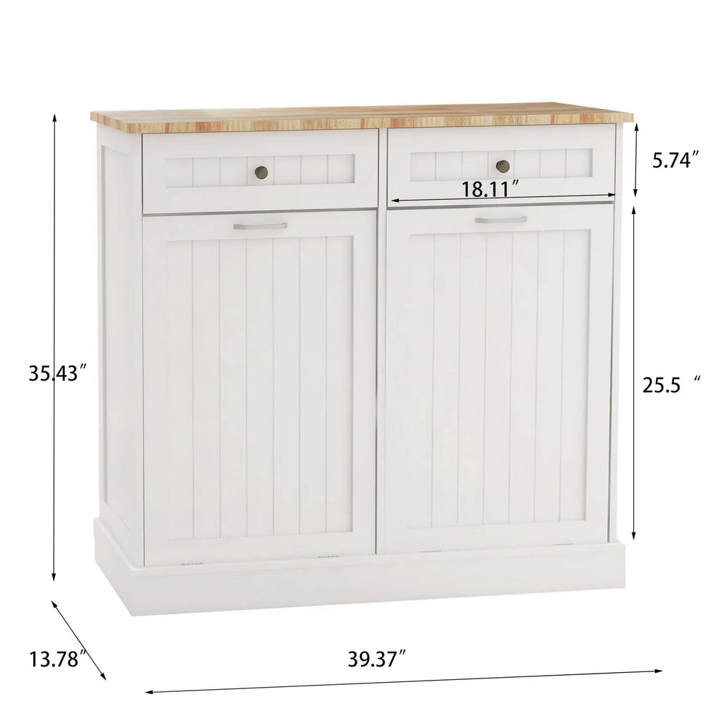 White Double Tilt Out Trash Can Cabinet with 10-Gallon Capacity O144