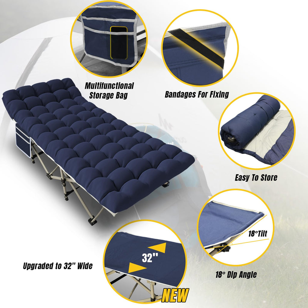 Folding Camping Cot with Mattress and Carry Bag U661