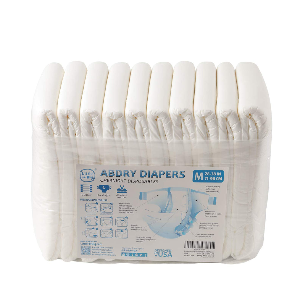 Adult Diaper 10 Pieces White Medium 28"-38" G3645