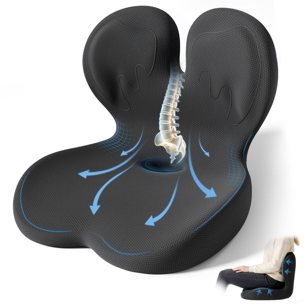 Ergonomic Seat Cushion with Lumbar Support Pillow T938677