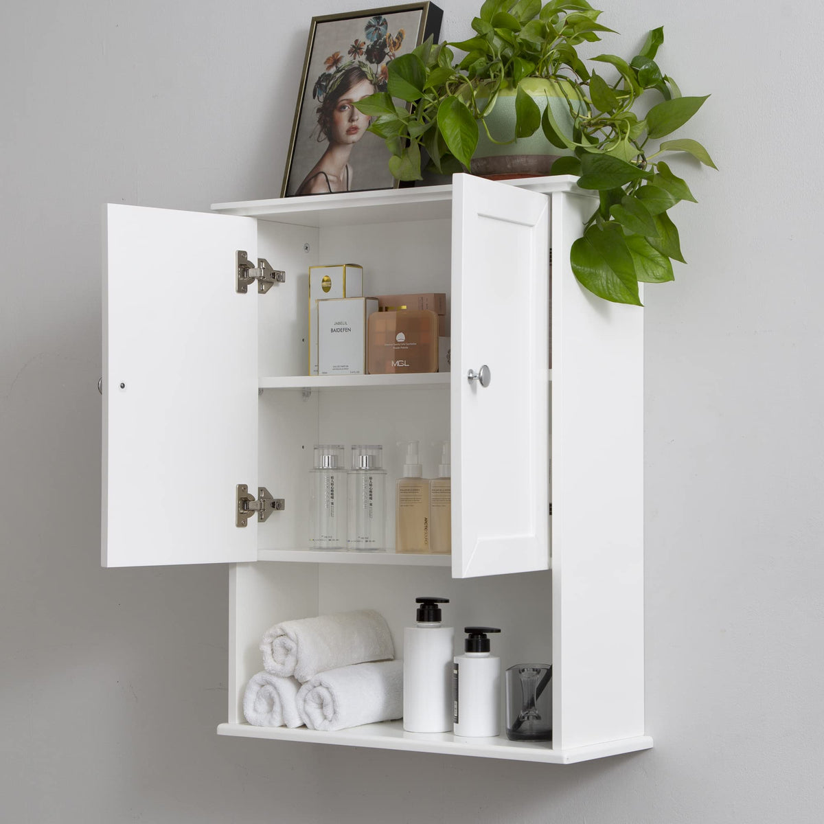 White Wall Mounted Wooden Bathroom Cabinet F6245