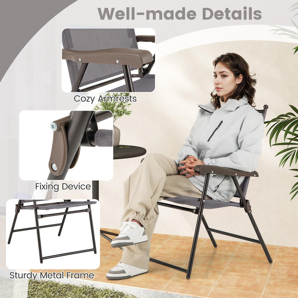 Set of 2 Grey Patio Folding Chairs K967303