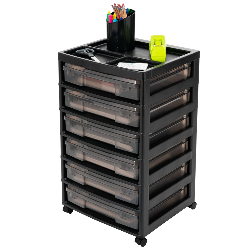 Rolling Cart with Drawers 6-Tier Black/Gray F94504