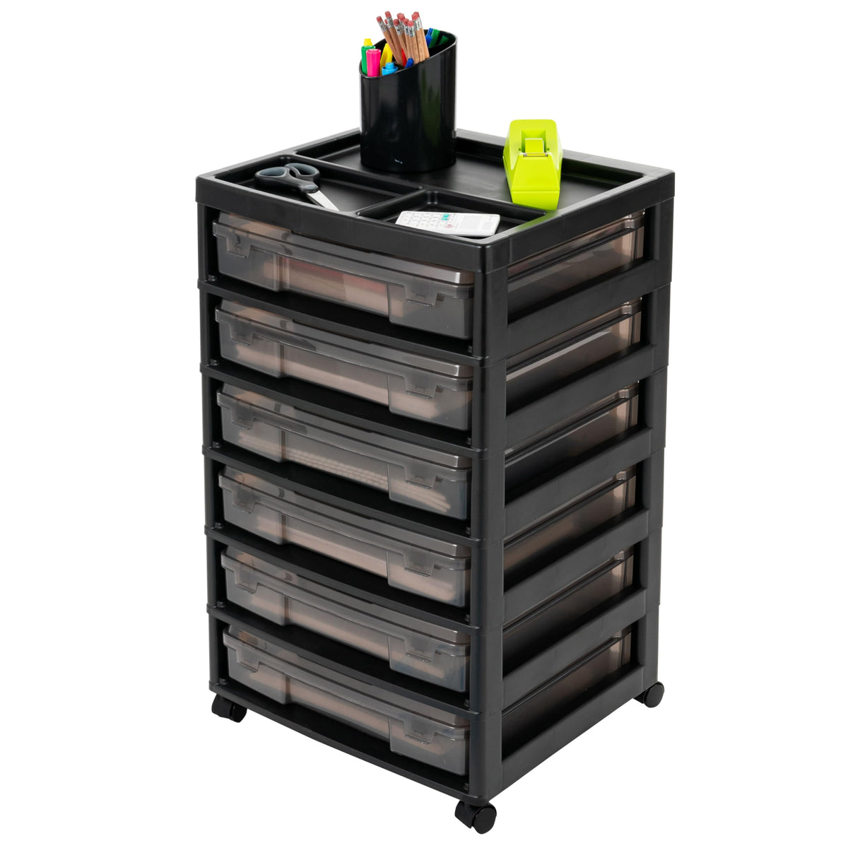 Rolling Cart with Drawers 6-Tier Black/Gray F94504