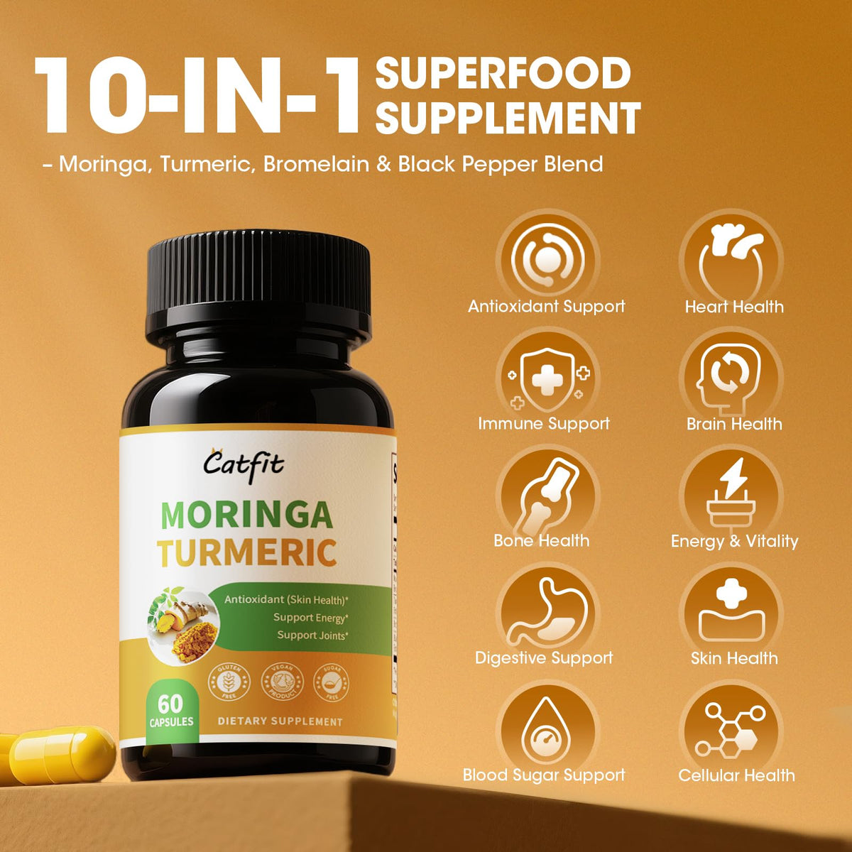 Moringa Capsules 10-in-1 Superfood Supplement B5416