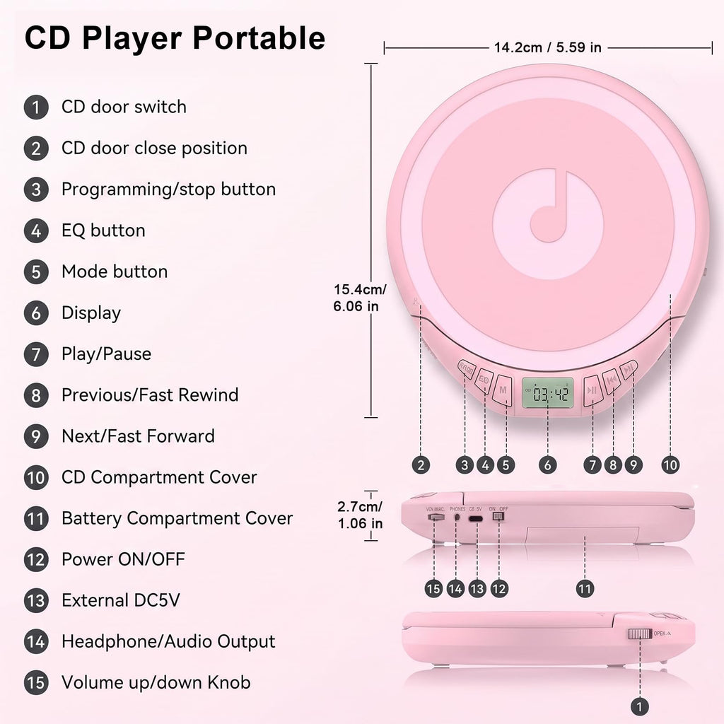 Portable CD Player with Earphones P4570