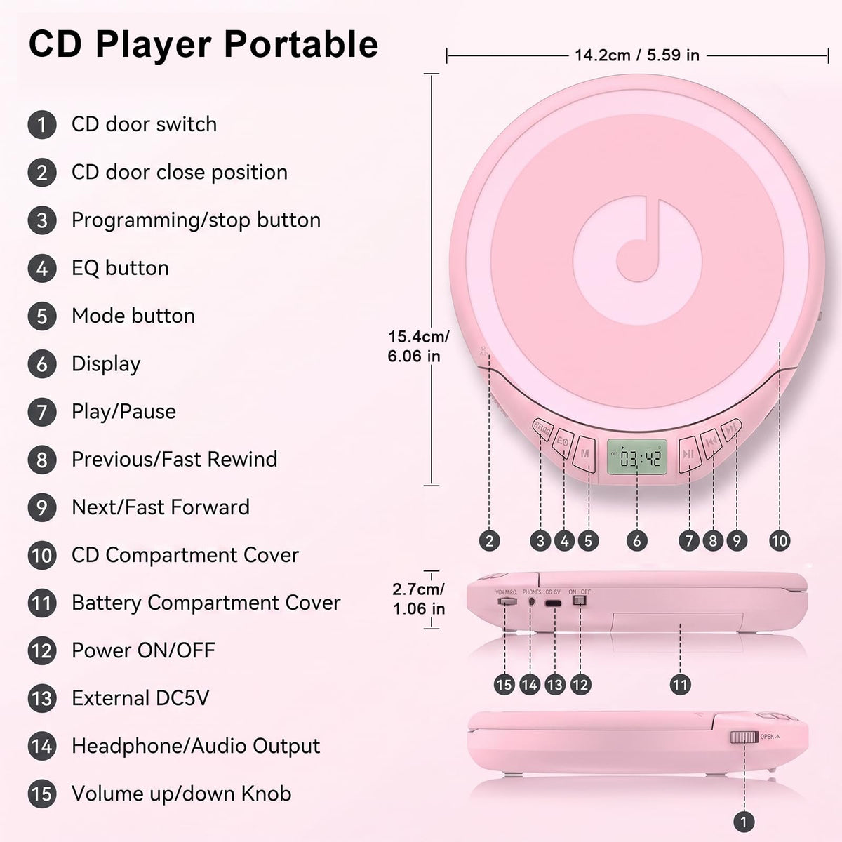 Portable CD Player with Earphones P4570