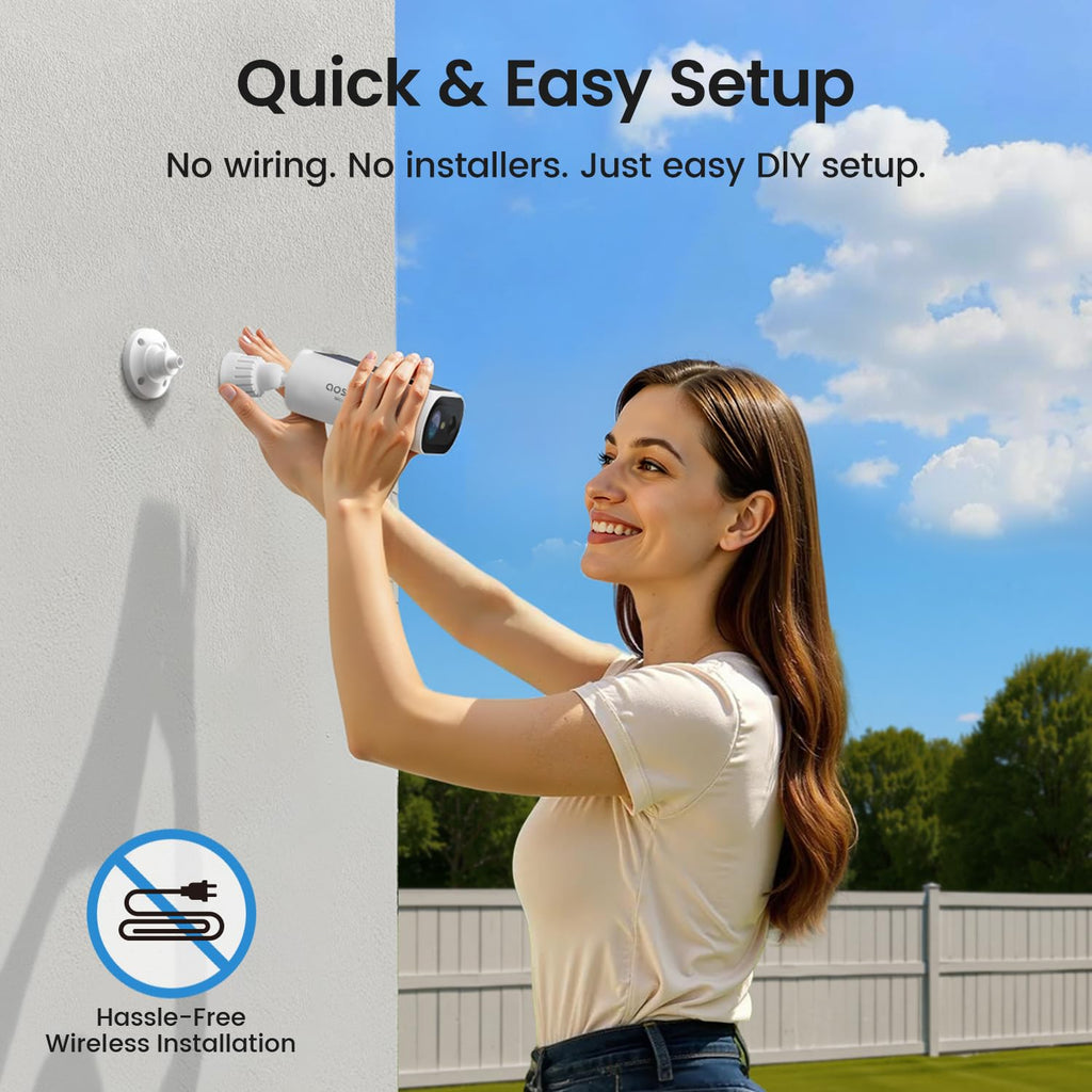2K QHD Solar Security Cameras Wireless Outdoor System S80512