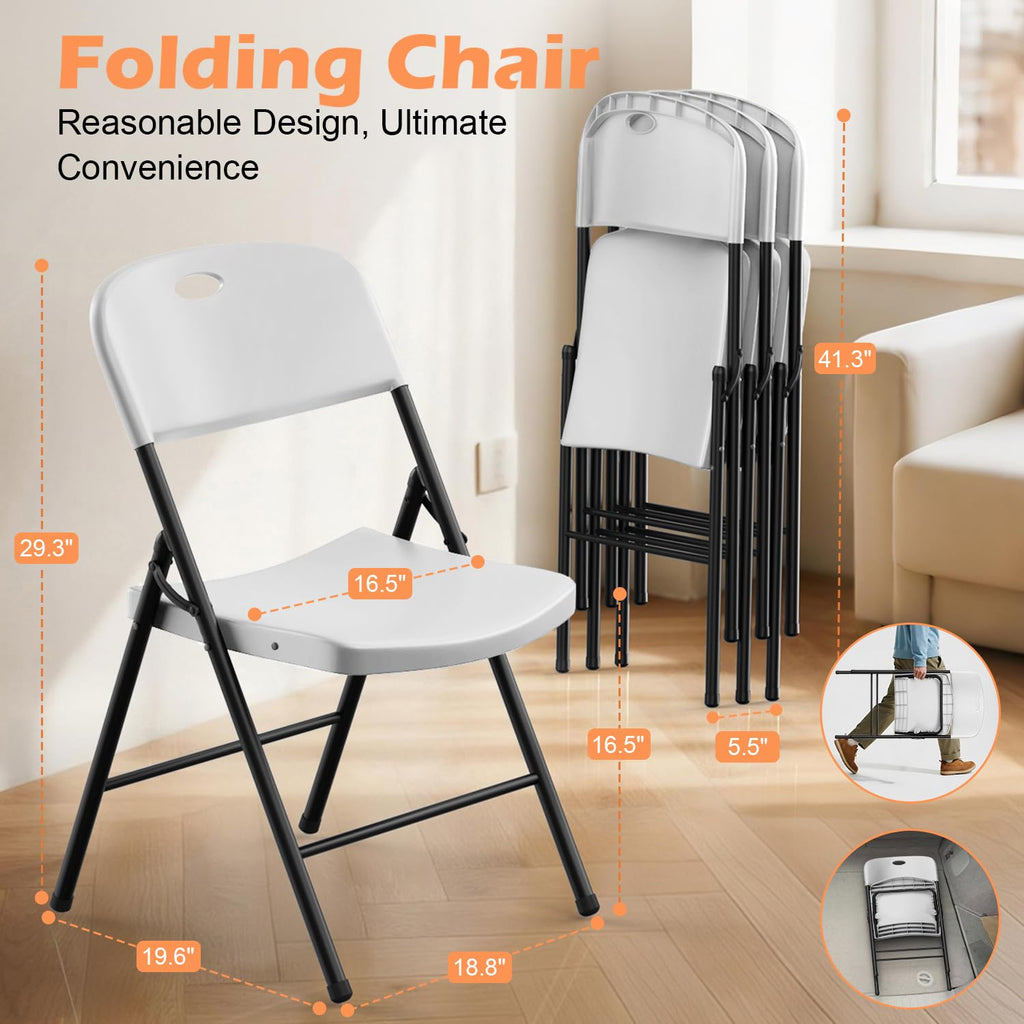 2 Pack White Plastic Folding Chairs L5971