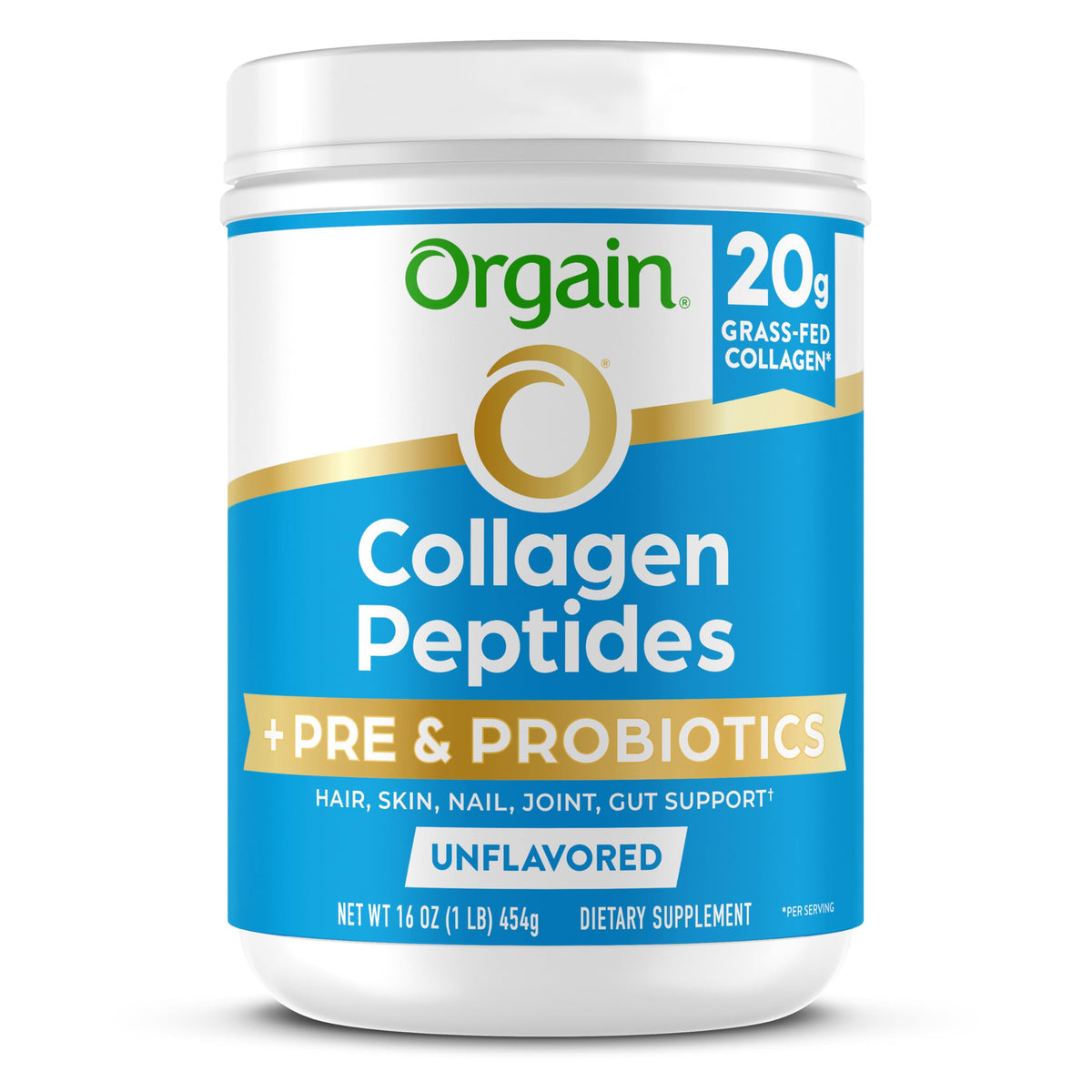 Collagen Peptides + Prebiotic & Probiotics Powder, 1lb B933