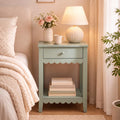 Scalloped Nightstands Side End Table with Drawer & Open Shelf A1868