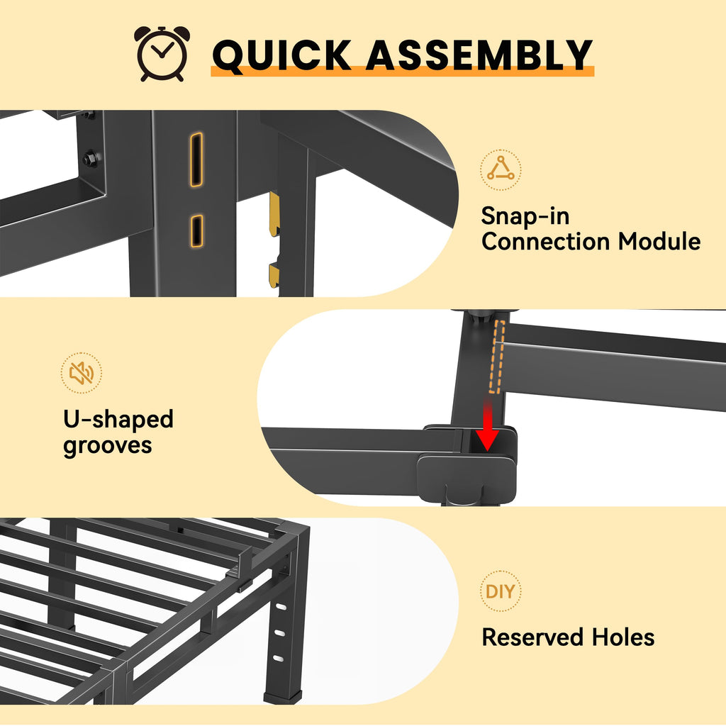 Queen 18 Inch Tall Metal Platform Bed Frame Y319