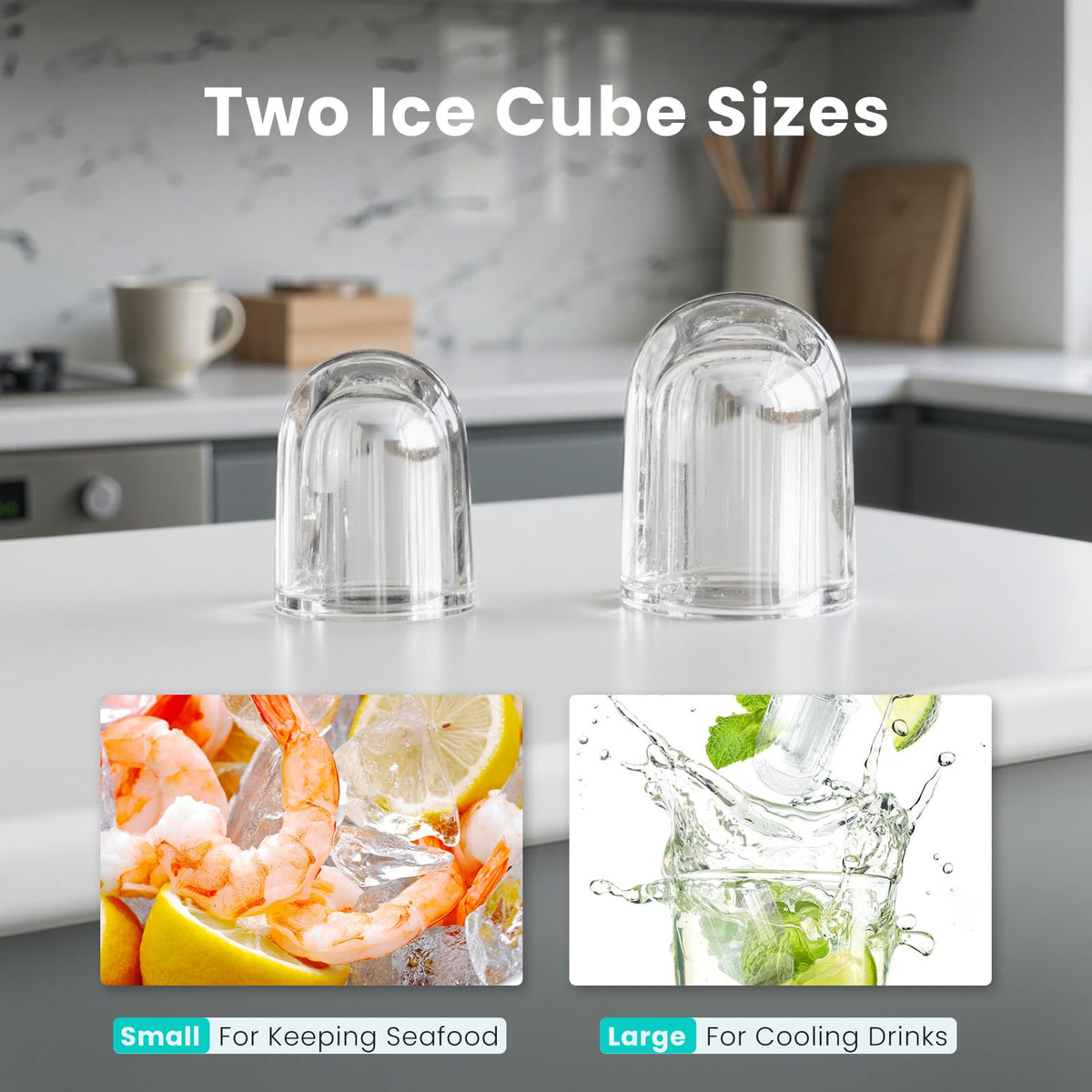 Portable Countertop Ice Maker with Basket & Scoop, 2 Cube Sizes M802