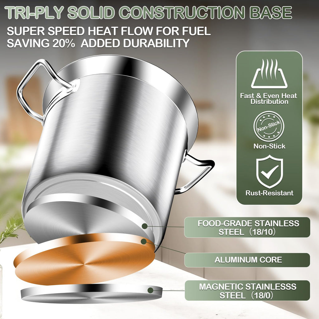 40 QT Stainless Steel Soup Pot with Lid O832438