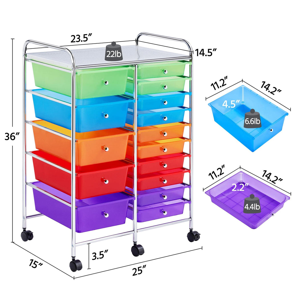 15 Drawer Rolling Storage Cart B6962