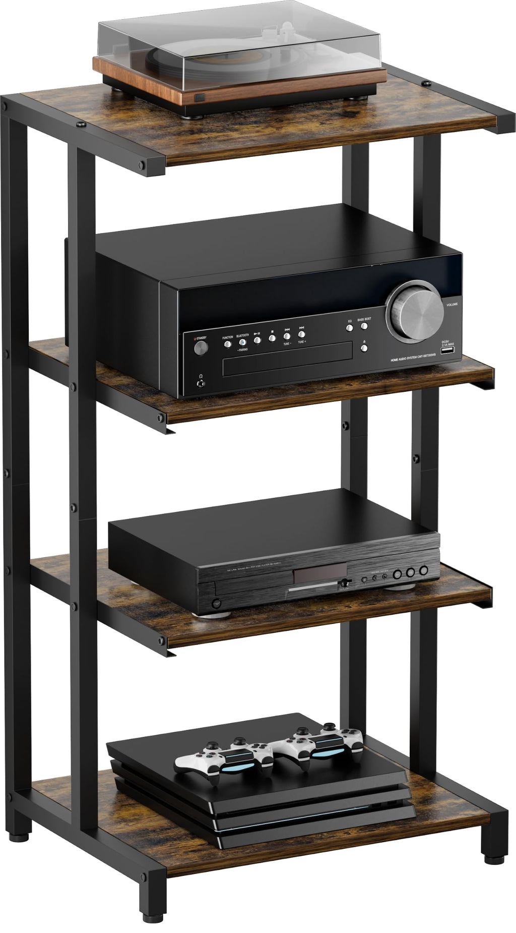 4-Tier Black Wooden Media Stand N56794