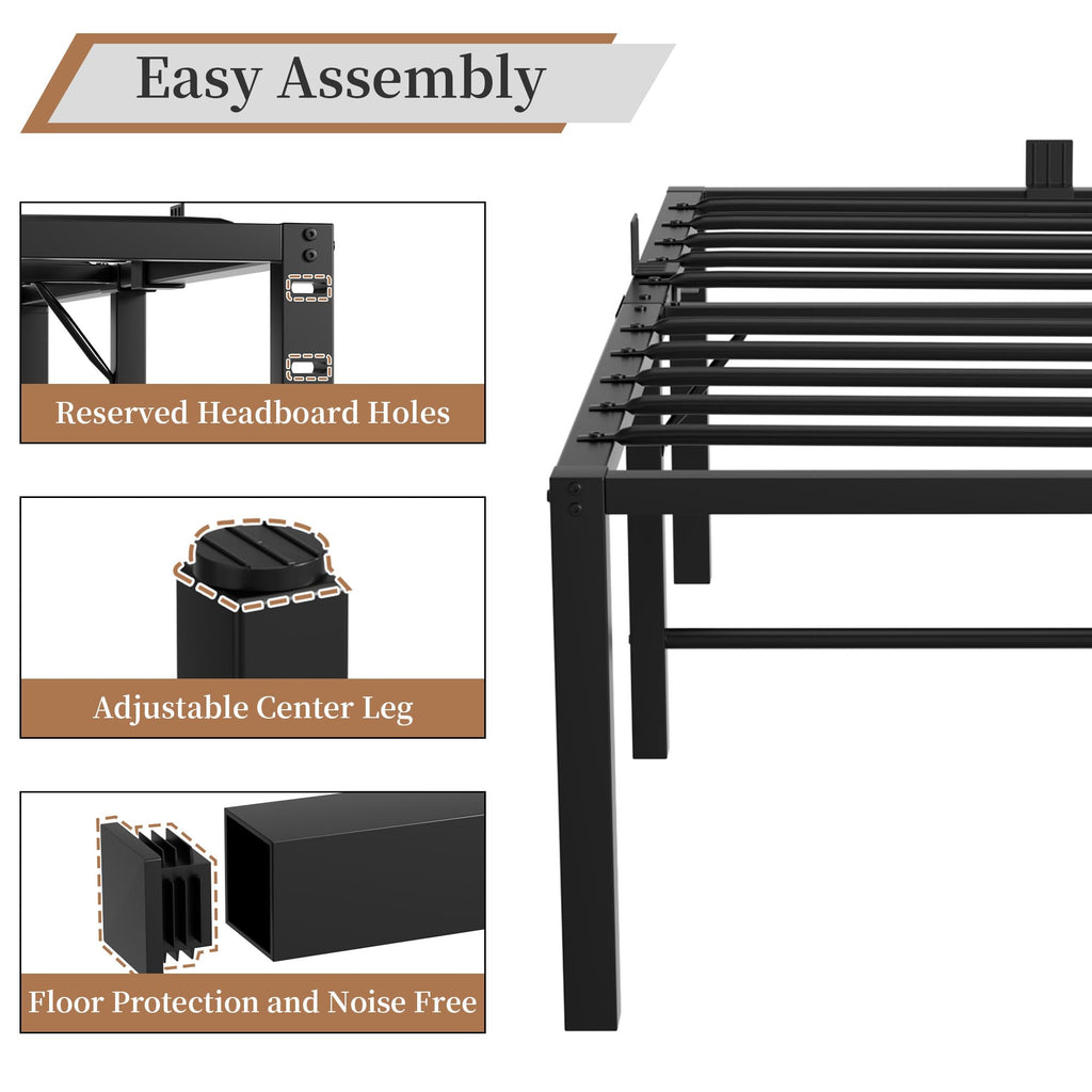 18 Inch Queen Size Black Metal Platform Bed Frame W30887