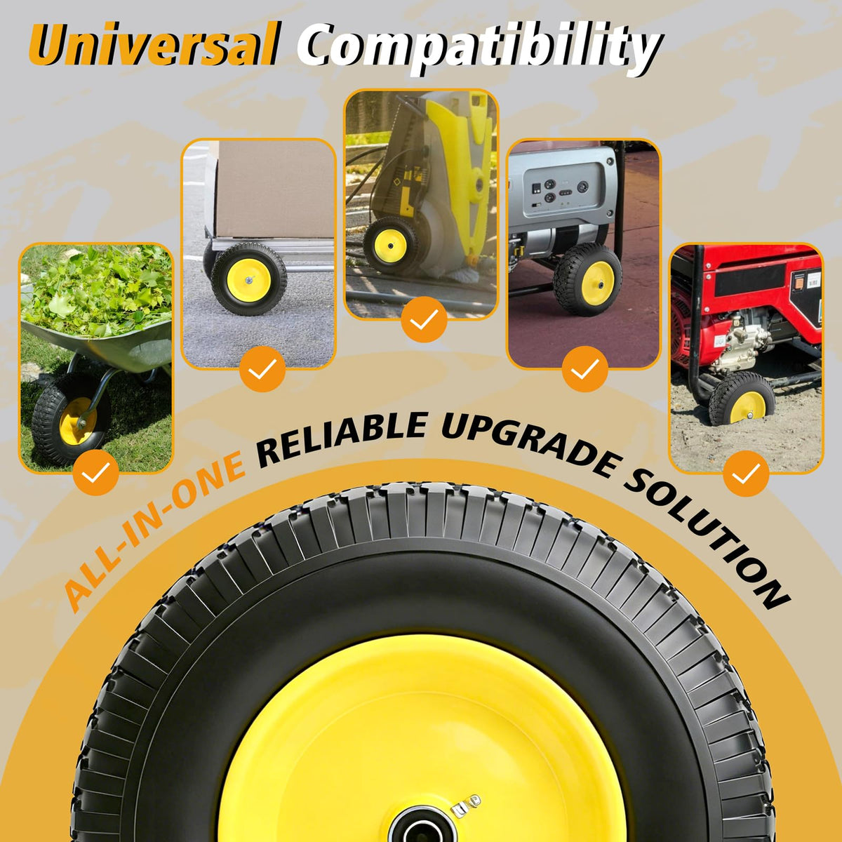 16 Inch Flat Free Wheelbarrow Tire and Wheel 2 Pack R4263