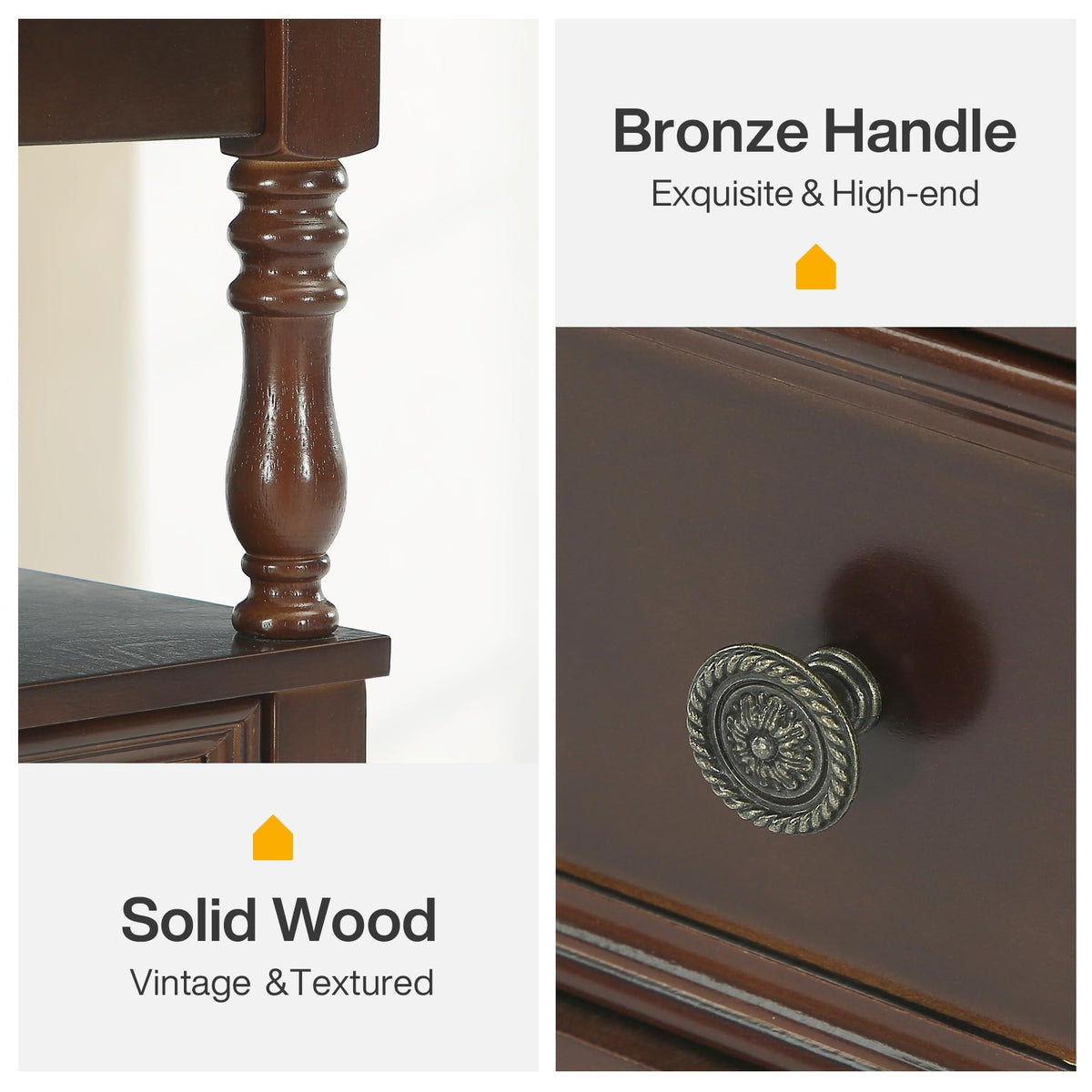 Cherry Finish Wood End Table with 2 Drawers B69675
