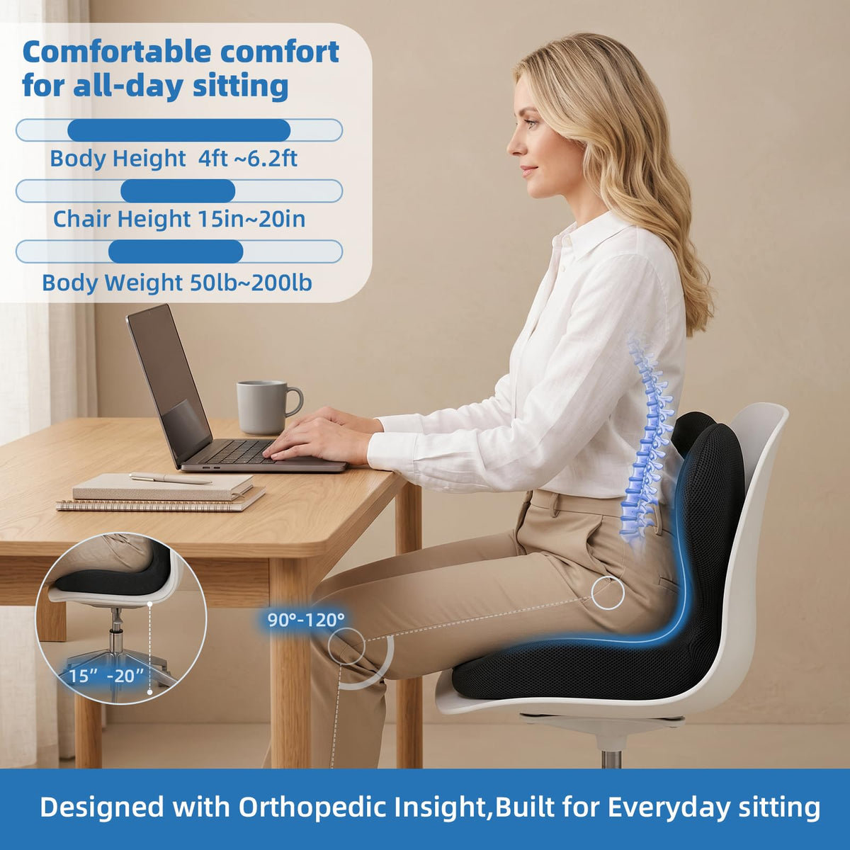 Ergonomic Seat Cushion with Lumbar Support Pillow T938677