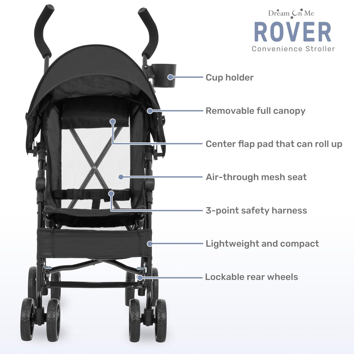 Lightweight Compact Umbrella Stroller with Cup Holder - Black M140379