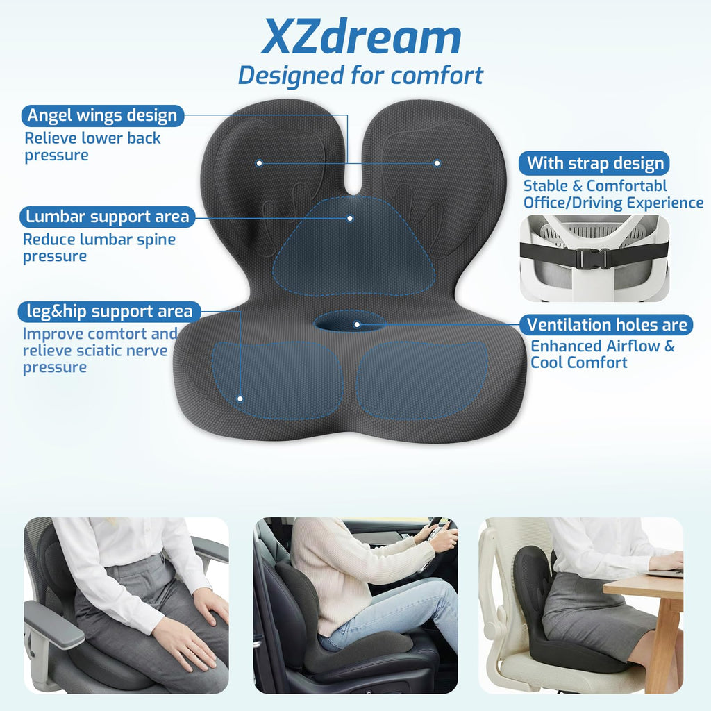 Ergonomic Seat Cushion with Lumbar Support Pillow T938677