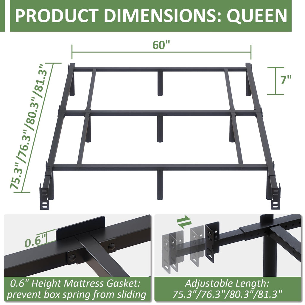 Queen Size Black Metal Bed Frame O561689