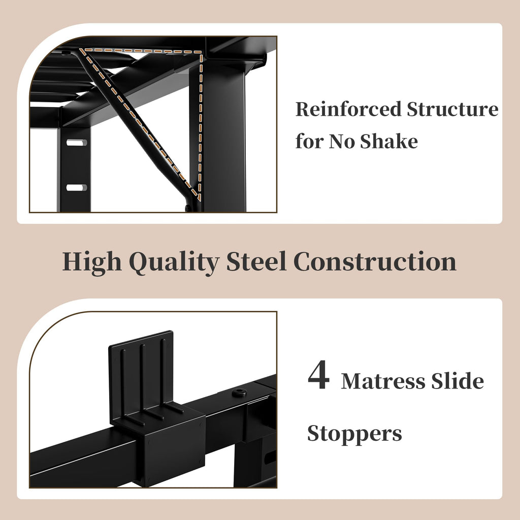 18 Inch Queen Size Black Metal Platform Bed Frame W30887