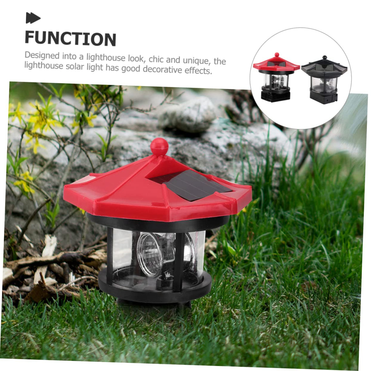 2Pcs Solar Powered Lighthouse Outdoor Garden Light A5813