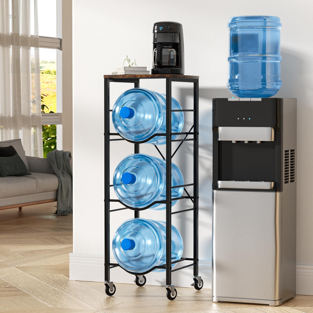 5 Gallon Water Jug Holder with Storage Shelves 3 Tier B7410
