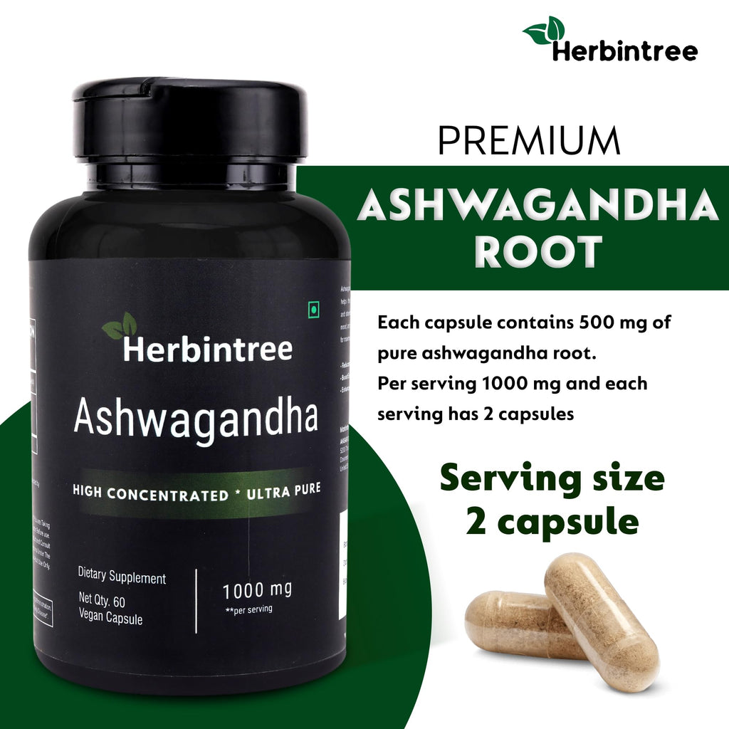 Ashwagandha 1000mg Vegan Non-GMO 60 Veg Capsules E2889