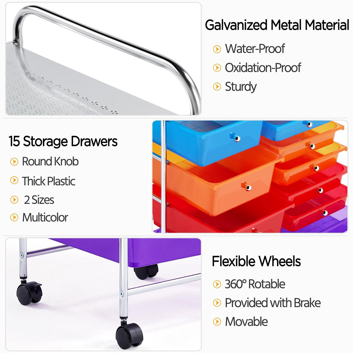 15 Drawer Rolling Storage Cart B6962
