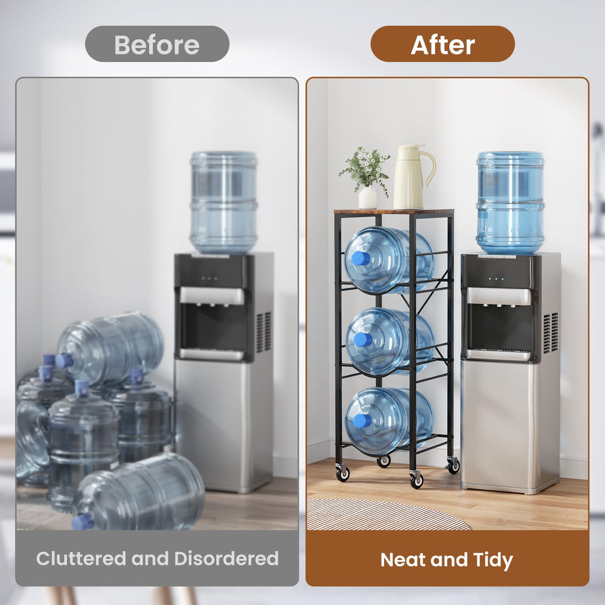 5 Gallon Water Jug Holder with Storage Shelves 3 Tier B7410