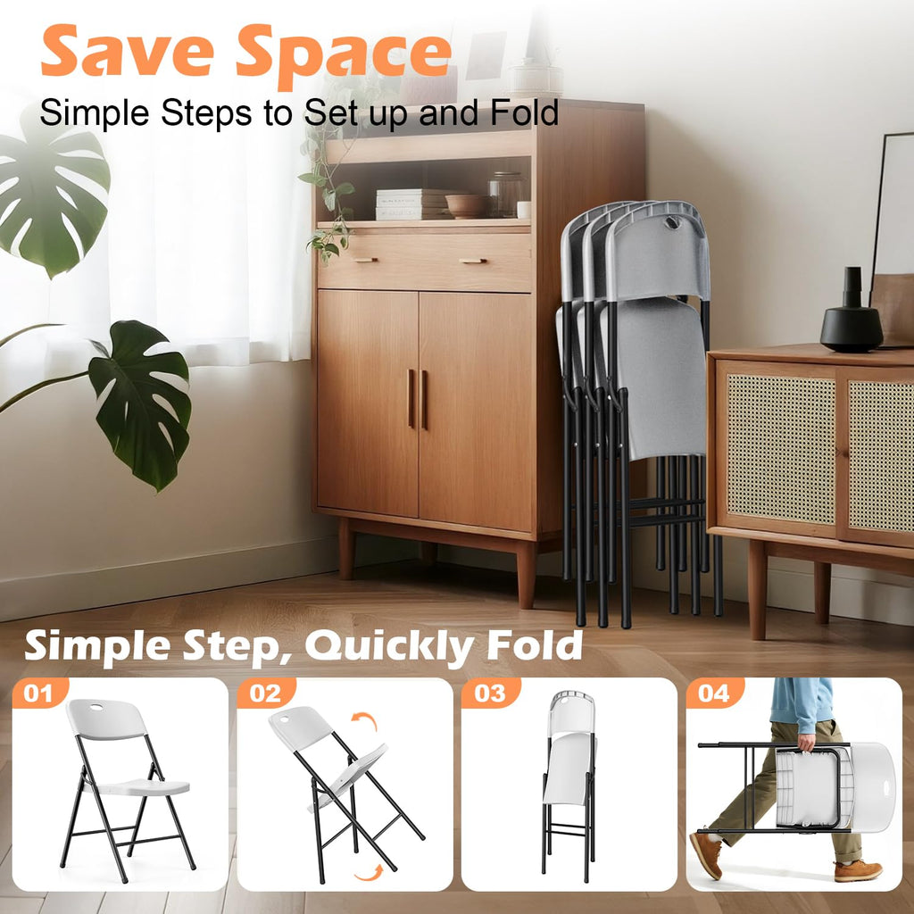 2 Pack White Plastic Folding Chairs L5971