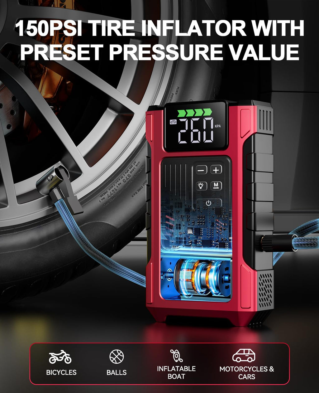 4500A Car Jump Starter with Air Compressor and 150PSI Tire Inflator F637