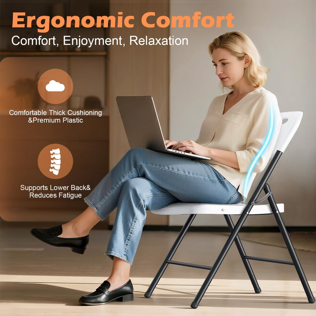2 Pack White Plastic Folding Chairs L5971