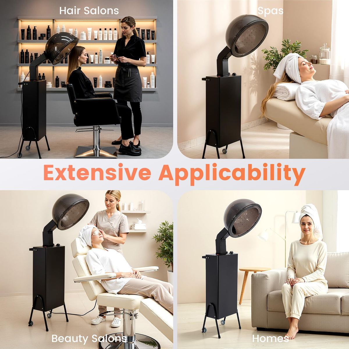 1200W Freestanding Hooded Hair Dryer with Wheels U265311