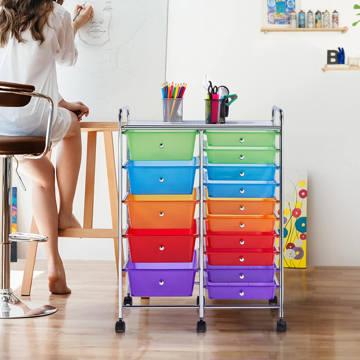 15 Drawer Rolling Storage Cart B6962