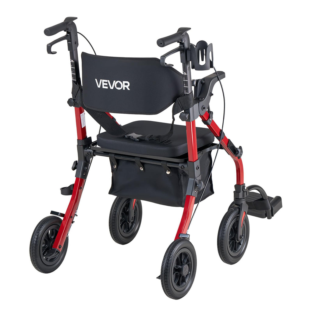 2-in-1 Foldable Aluminum Rollator Walker & Transport Chair J856