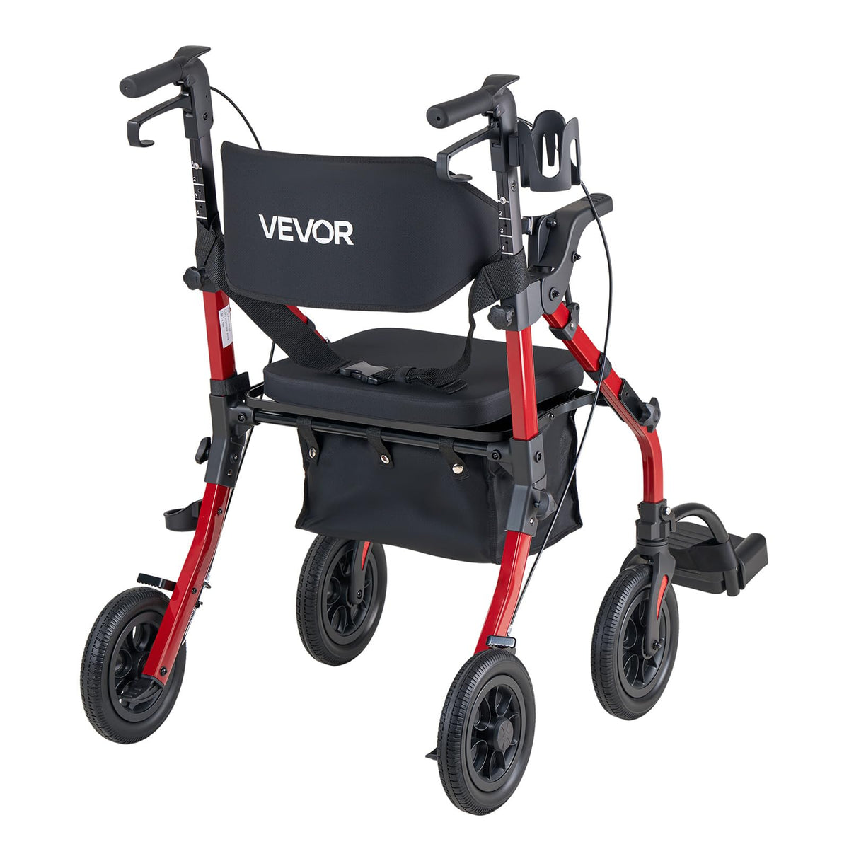 2-in-1 Foldable Aluminum Rollator Walker & Transport Chair J856
