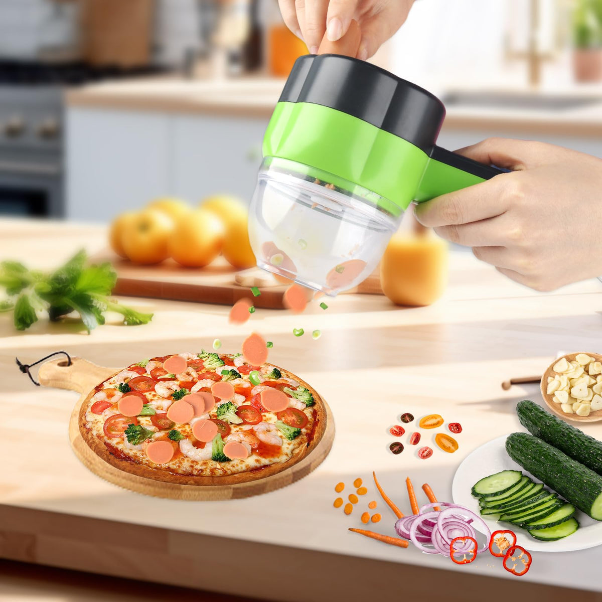 Electric Vegetable Slicer Set 4 in 1 Portable Rechargeable Wireless Food Processor U5519