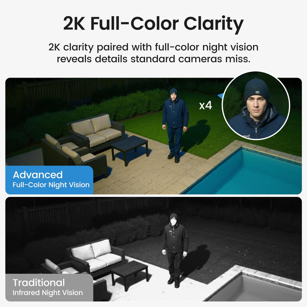 2K QHD Solar Security Cameras Wireless Outdoor System S80512