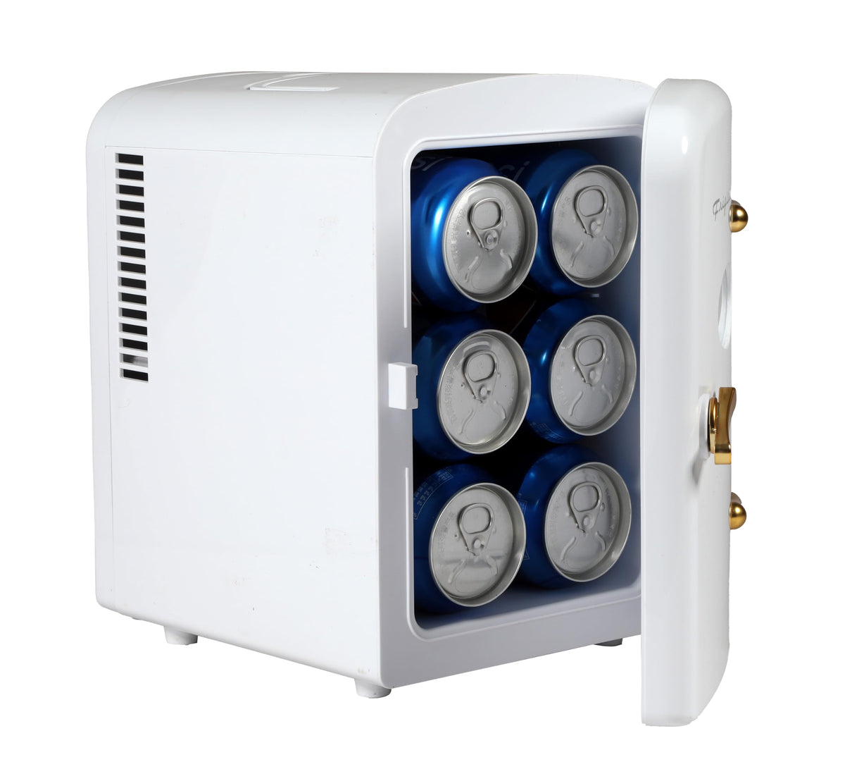 Retro Mini Personal Fridge Cooler, Holds up to 9 Cans, White Gold N222260