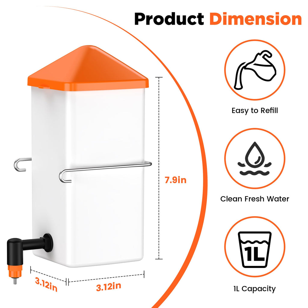 1L Baby Chick Waterer with Nipple Drinker and Anti-Roost Cone F669