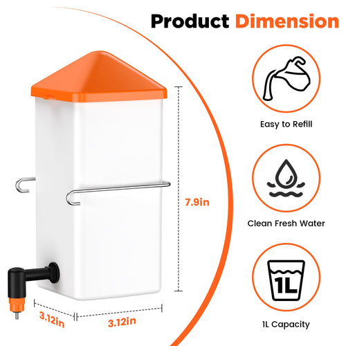 1L Baby Chick Waterer with Nipple Drinker and Anti-Roost Cone F669