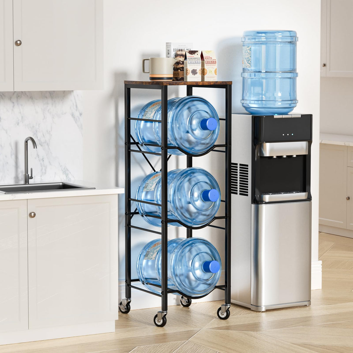 5 Gallon Water Jug Holder with Storage Shelves 3 Tier B7410