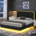 Black Full Size Floating Bed Frame with LED Lights W967470